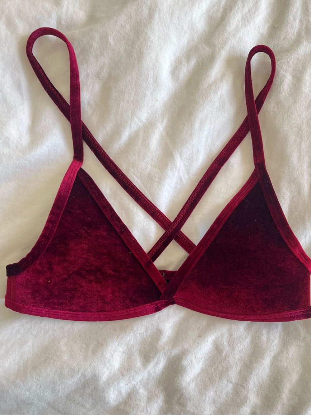 Hoaka wine red velour velvet bikini top